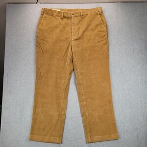 Mens Orvis Khaki Tan Flat Front Corduroy Pants 40x29 Back Button Pockets